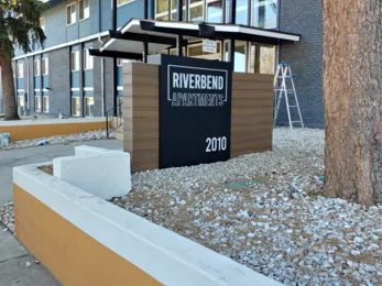 Riverbend Apartments entrance sign