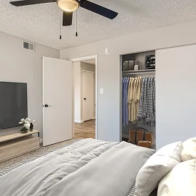 Bedroom closet at Riverbend Apartments