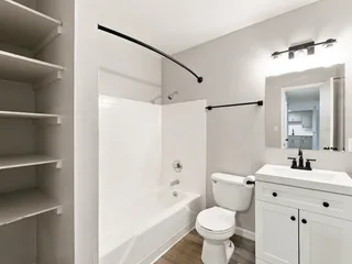 Bathroom vanity at Riverbend Apartments