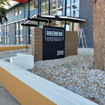 Riverbend Apartments property entrance
